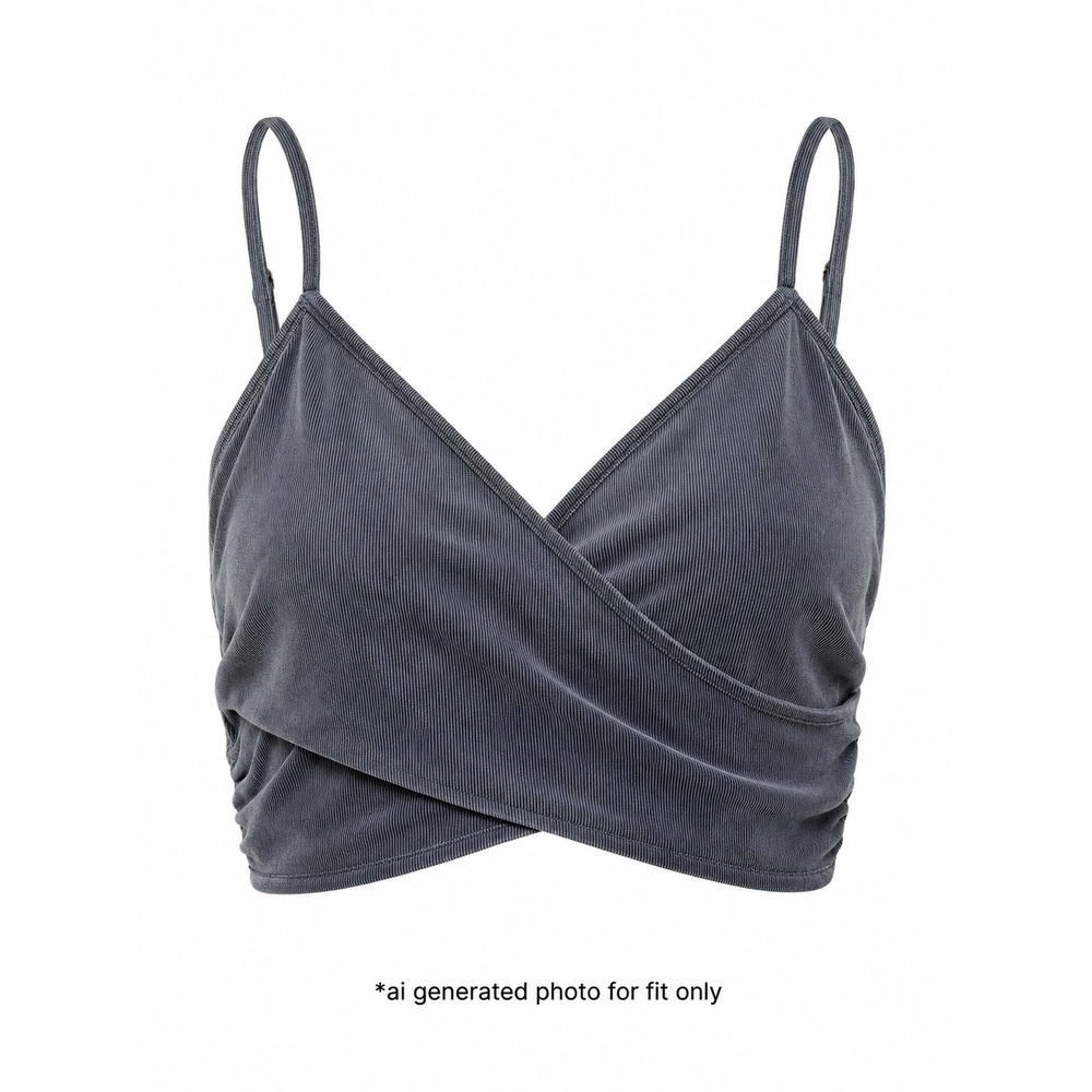 Victoria's Secret Ribbed‎ Surplice Wrap Cami Top Womens Large Charcoal Grey